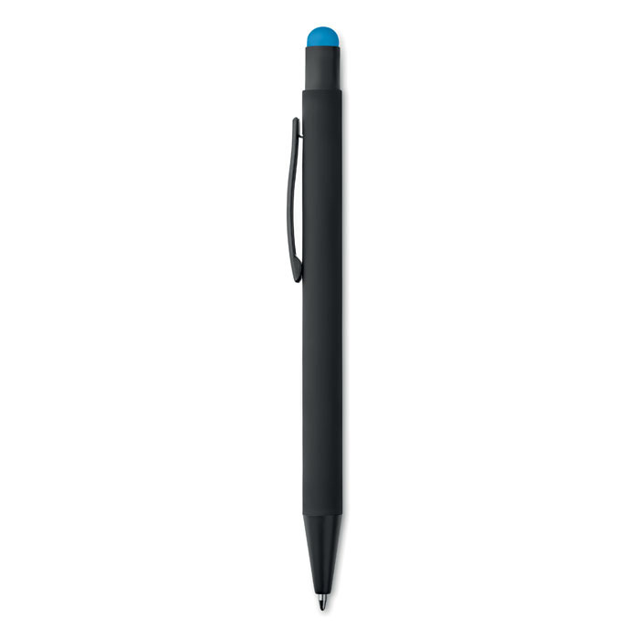 Długopis metalowy czarny z grawerem logo kolor niebieski