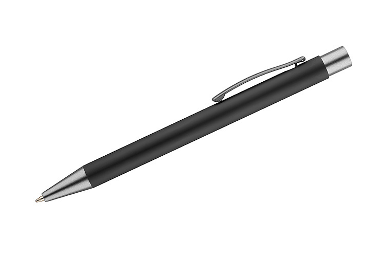 Długopis reklamowy gumowany z grawerem logo czarny