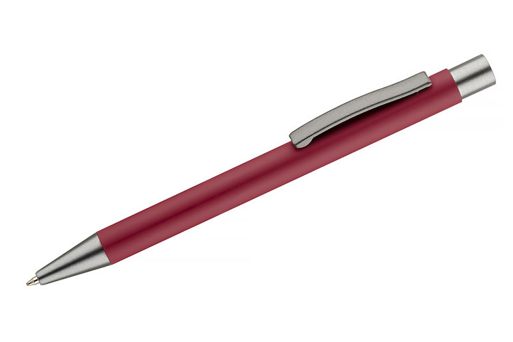 Długopis reklamowy gumowany z grawerem logo czerwony