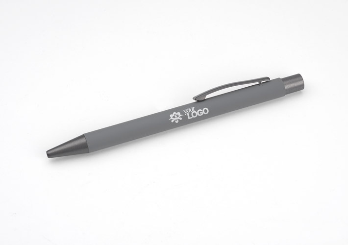 Długopis reklamowy gumowany z grawerem logo szary