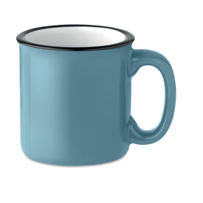 Kubek ceramiczny Retro niebieski z nadrukiem Kubek ceramiczny Retro niebieski z nadrukiem