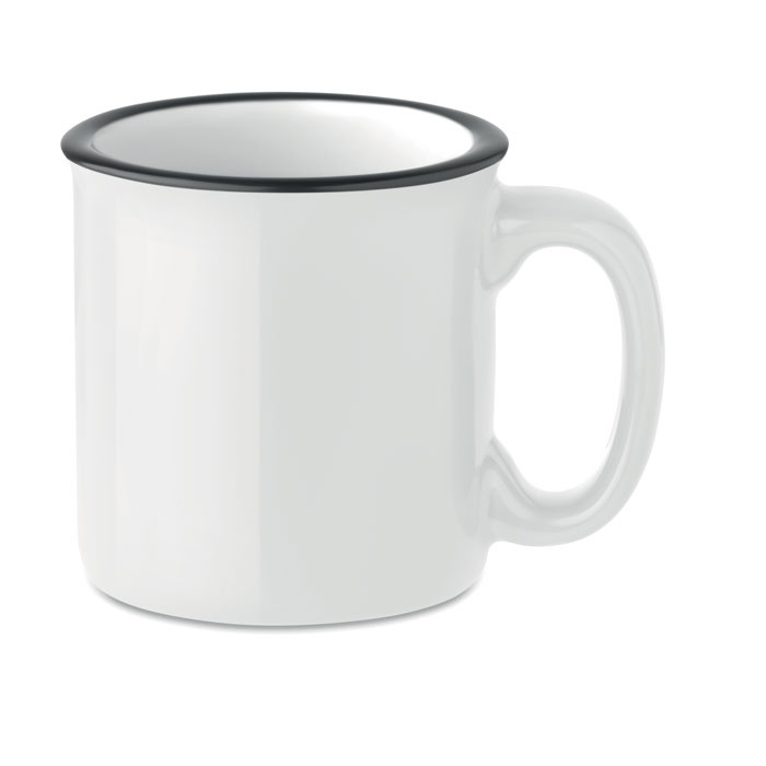 Kubek ceramiczny Retro biały z nadrukiem Kubek ceramiczny Retro biały z nadrukiem