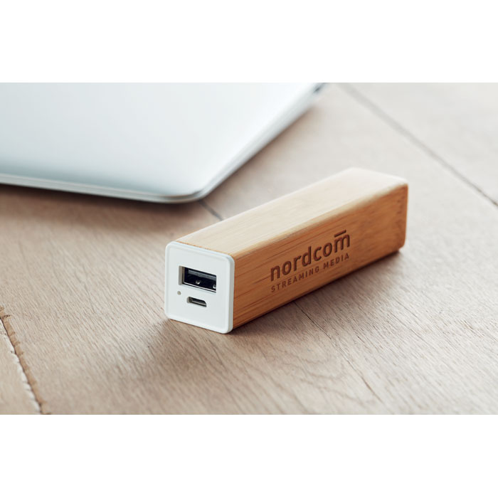 Powerbank bambusowy z grawerem logo Powerbank bambusowy z grawerem logo