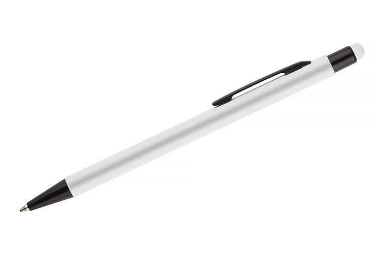Długopis reklamowy gumowany Touch Pen biały