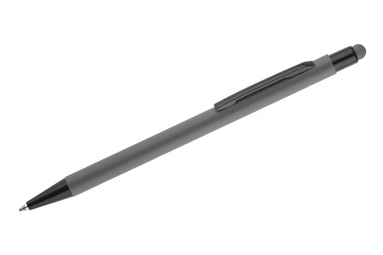 Długopis reklamowy gumowany Touch Pen szary Długopis reklamowy gumowany Touch Pen szary