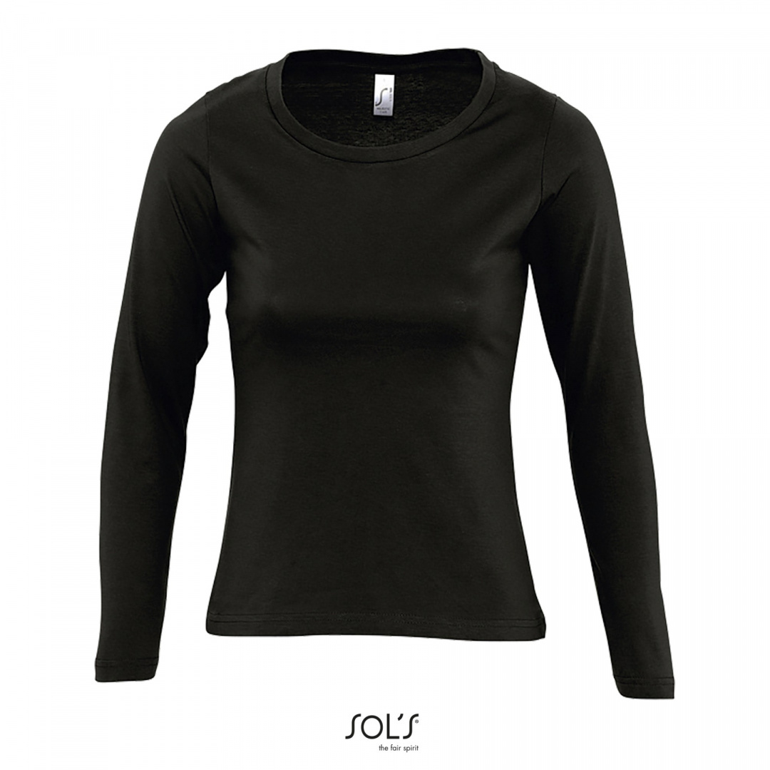 Long tshirt damski z nadrukiem - czarny Long tshirt damski z nadrukiem - czarny