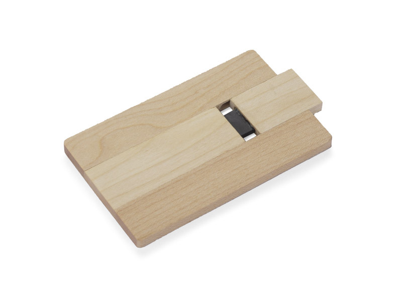 Pamięć USB w kształcie karty z drewna z nadrukiem Pamięć USB w kształcie karty z drewna z nadrukiem