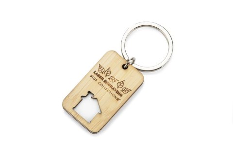 Brelok bambusowy domek z grawerem logo