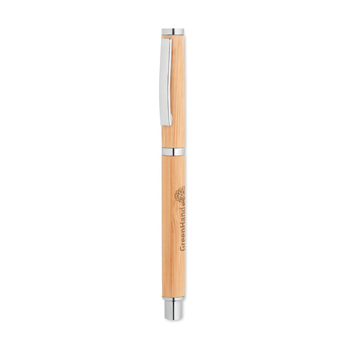 Długopis żelowy bambusowy z grawerem logo