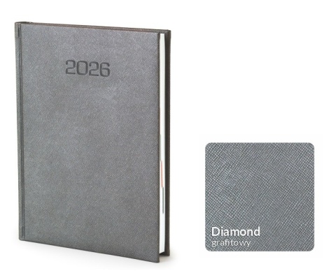 Kalendarz książkowy Diamond z logo grafitowy Kalendarz książkowy Diamond z logo grafitowy