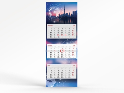 Kalendarze trójdzielne Toruń z płaską główką