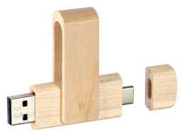 Pendrive dwustronny drewniany typ C z nadrukiem